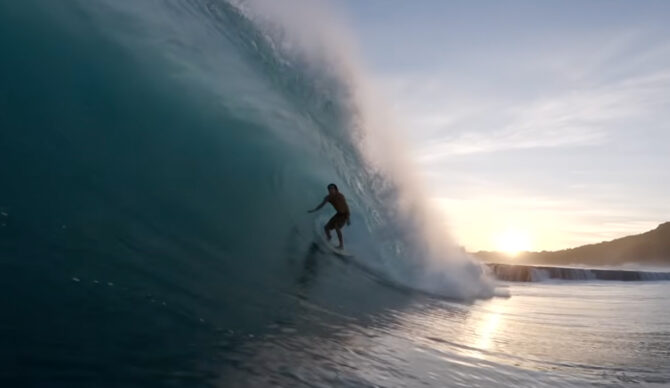 Mason Ho riding Puerto Rico slab wave