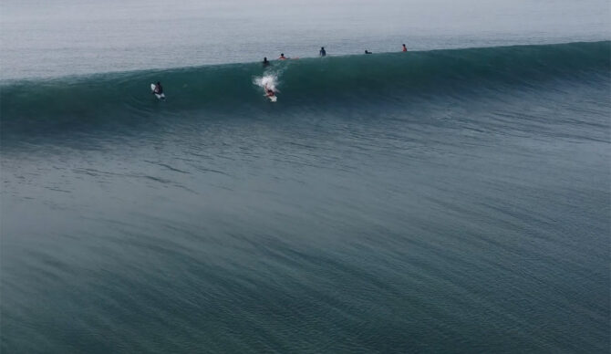 Nias surfing with only a few people in the lineup at Lagundri Bay