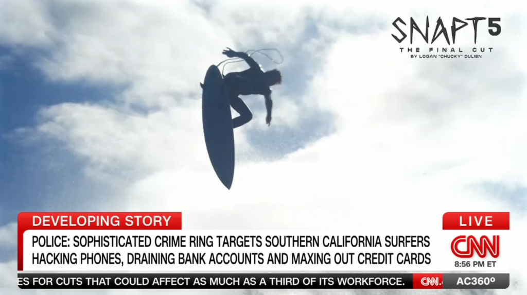 Surveillance footage capturing suspects near vehicles at a Southern California surf spot parking lot.
